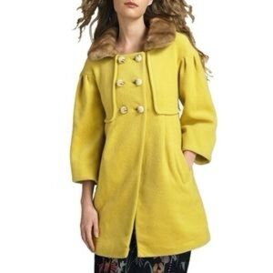 Leifsdottir for Anthropologie Women’s Wool Mohair Coat w/Faux Fur Collar Sz 10